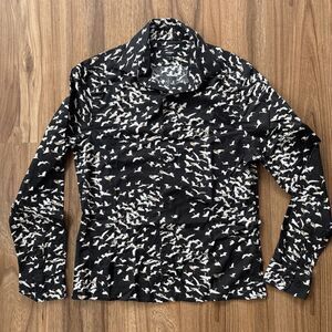 Express Men’s Black & White Button-Down Shirt (XS) • Birds Pattern • Vintage EUC